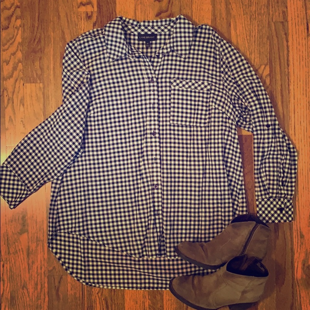 Lane Bryant Checkered Button-down Shirt